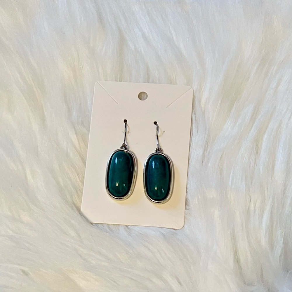 Green/Silver Drop Statement Earrings